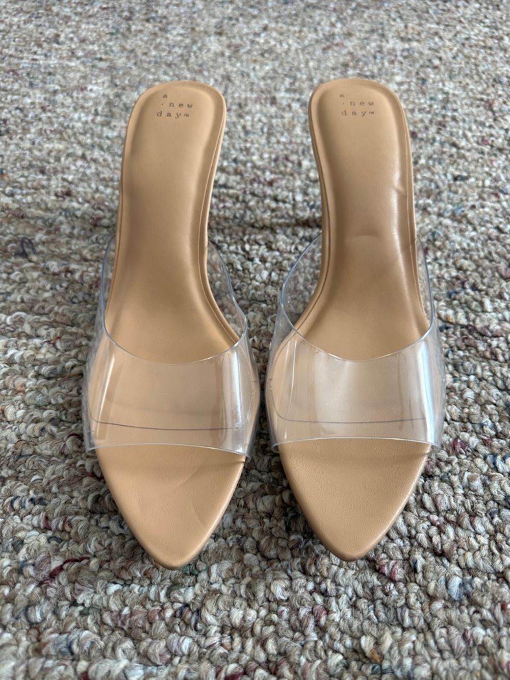a new day Nude Clear Strap Pointed Kitten Heel Mules - Picture 3 of 6